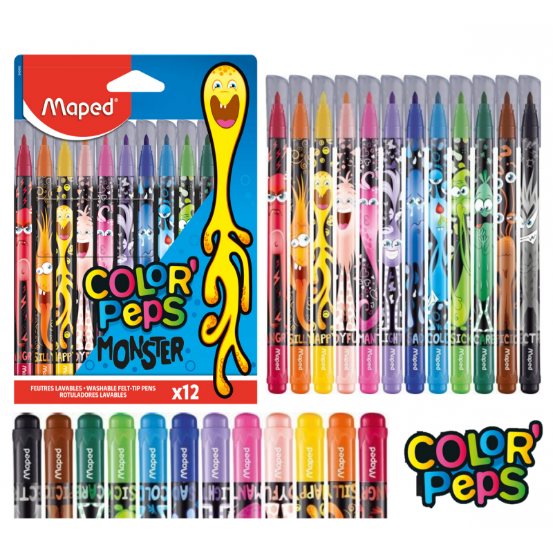 MAPED-845400 COLOR PEPS MONSTER KEÇELİ KALEM 12 LÜ