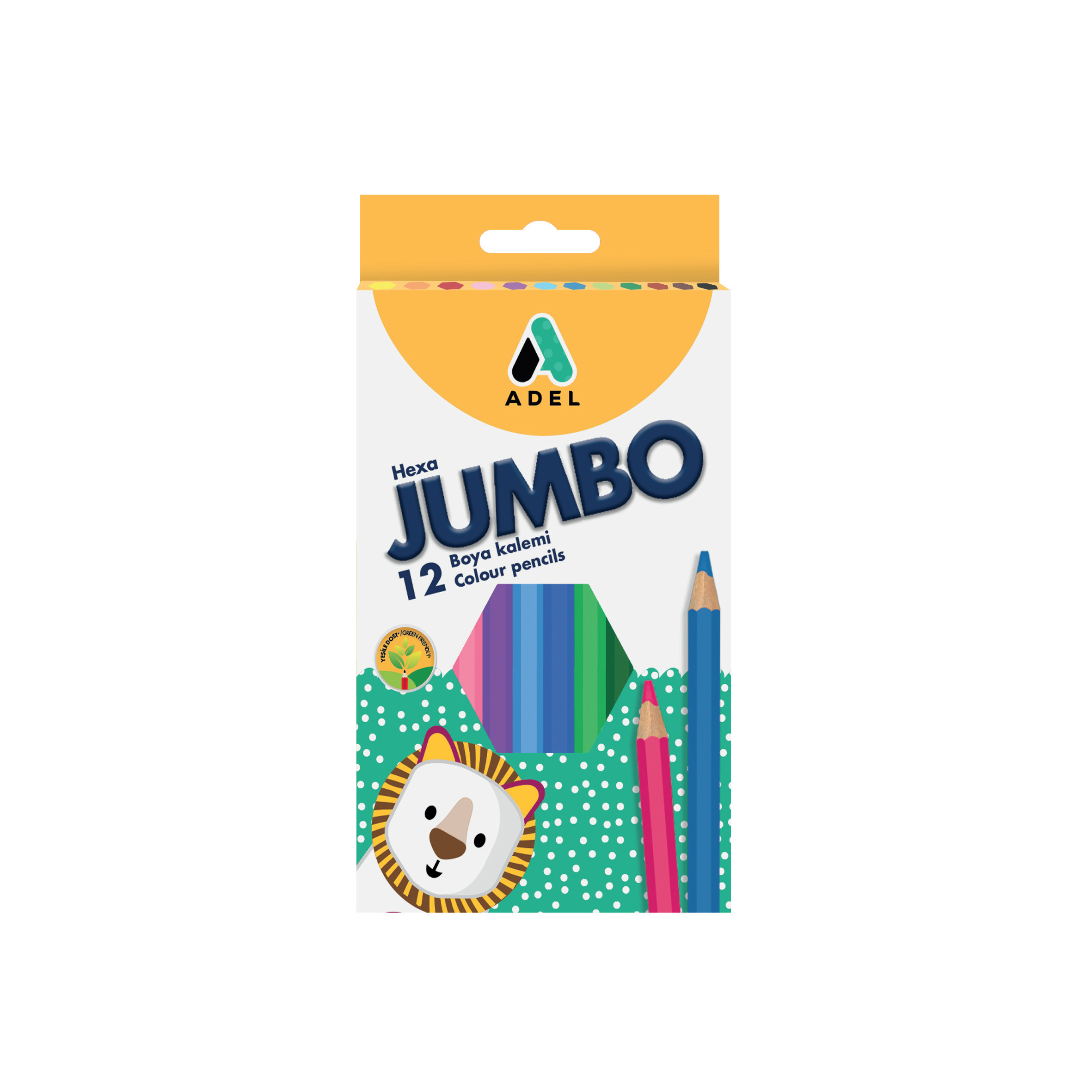 FABER-2119510001000 ADEL JUMBO HEXA KURU BOYA KALEMI 12 RENK TAM BOY