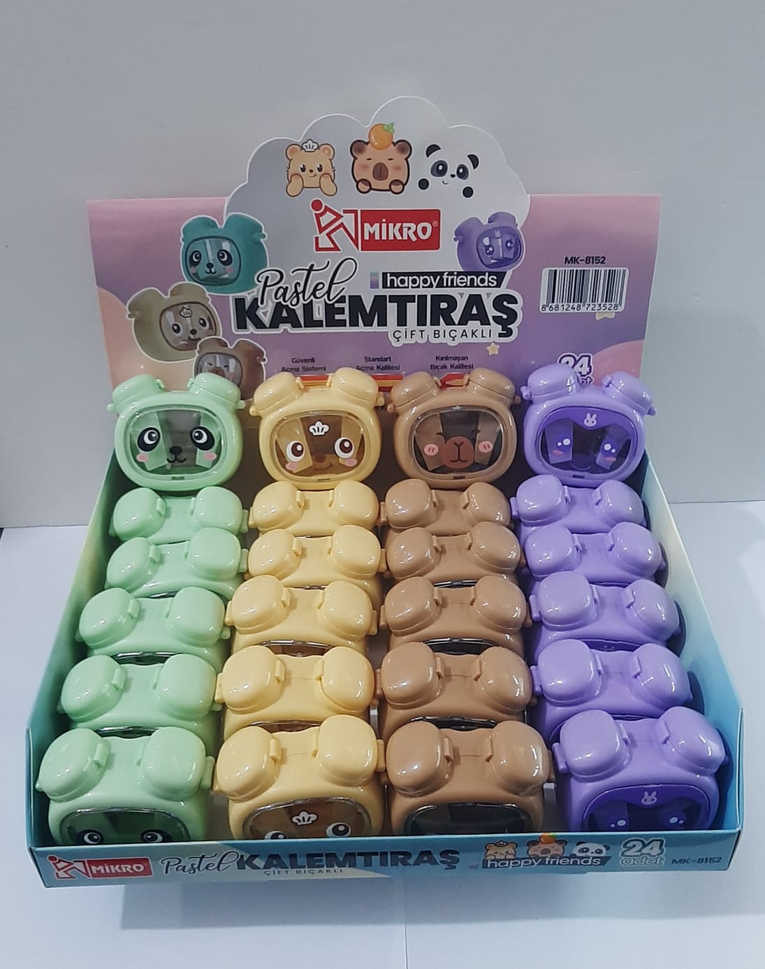 HAPPY FRİENDS ÇİFTLİ METAL KALEMTRAŞ 24 LÜ MİKRO - M8152