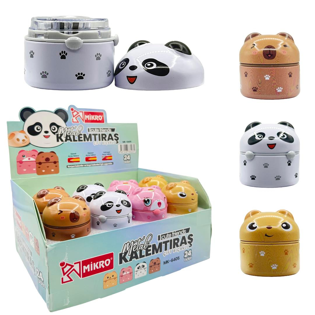 MİKRO ÇİFTLİ METAL KALEMTRAŞ CUTE FRİENDS 24 LÜ ŞAHİN - MK6405