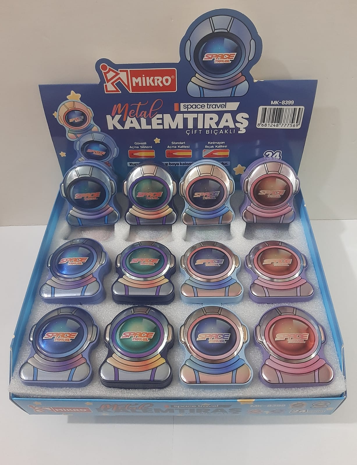 SPACE TRAVEL ÇİFTLİ METAL KALEMTRAŞ 24 LÜ MİKRO - M8399