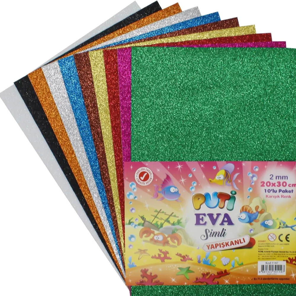 VIVA-1147 PUTI KARISIK RENKLI A4 SIMLI YAPISKANLI EVA 10 LU