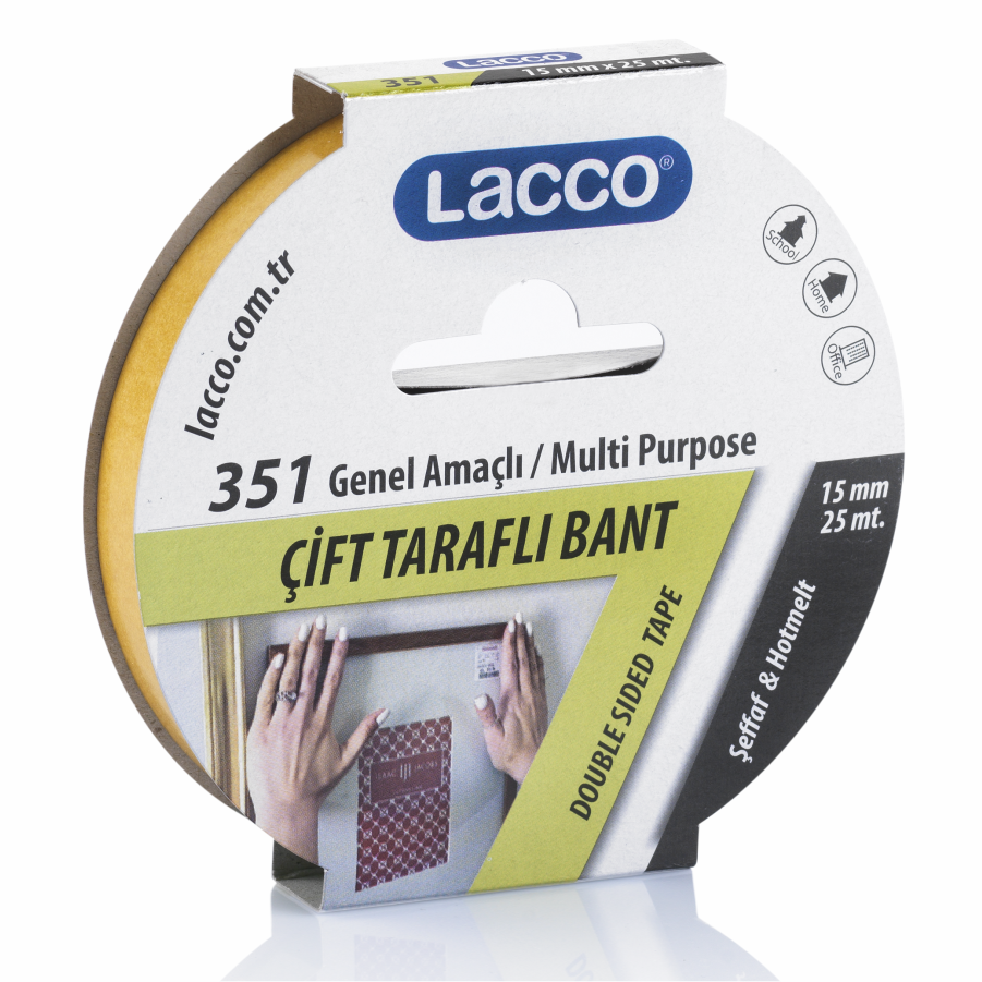 ÇİFT TARAFLI BANT 15 MM 25 MT LACCO - 351