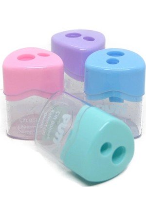 VIVA-06390 PUTİ ÇİFT BÖLMELİ KALEMTRAŞ PASTEL 4 RENK
