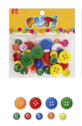 PUTİ RENKLİ AHŞAP DÜĞME 60 LI KARIŞIK ( 1,2 CM 50 ADET , 2 CM 10 ADET) VİVA - 11134