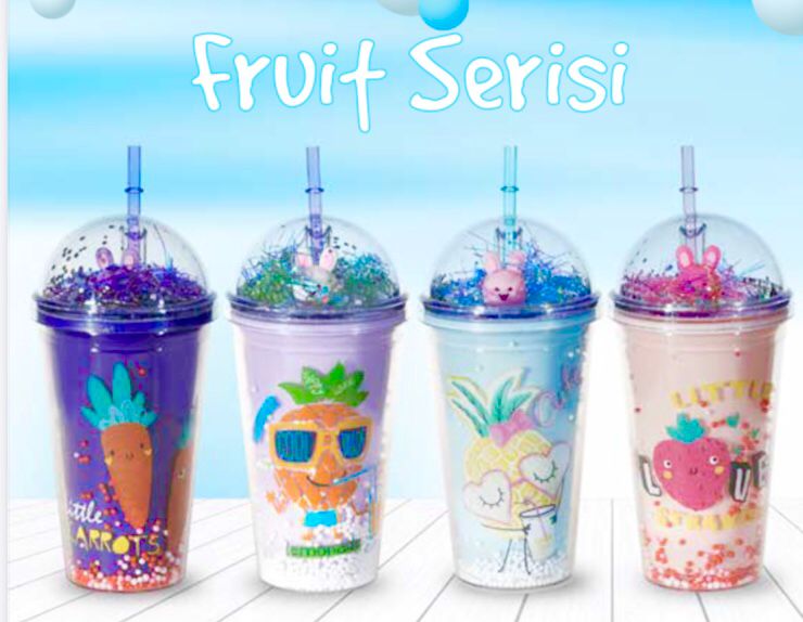 PUTİ 450 ML PİPETLİ BARDAK FRUİT SERİSİ 4 RENK - 11875 - VİVA