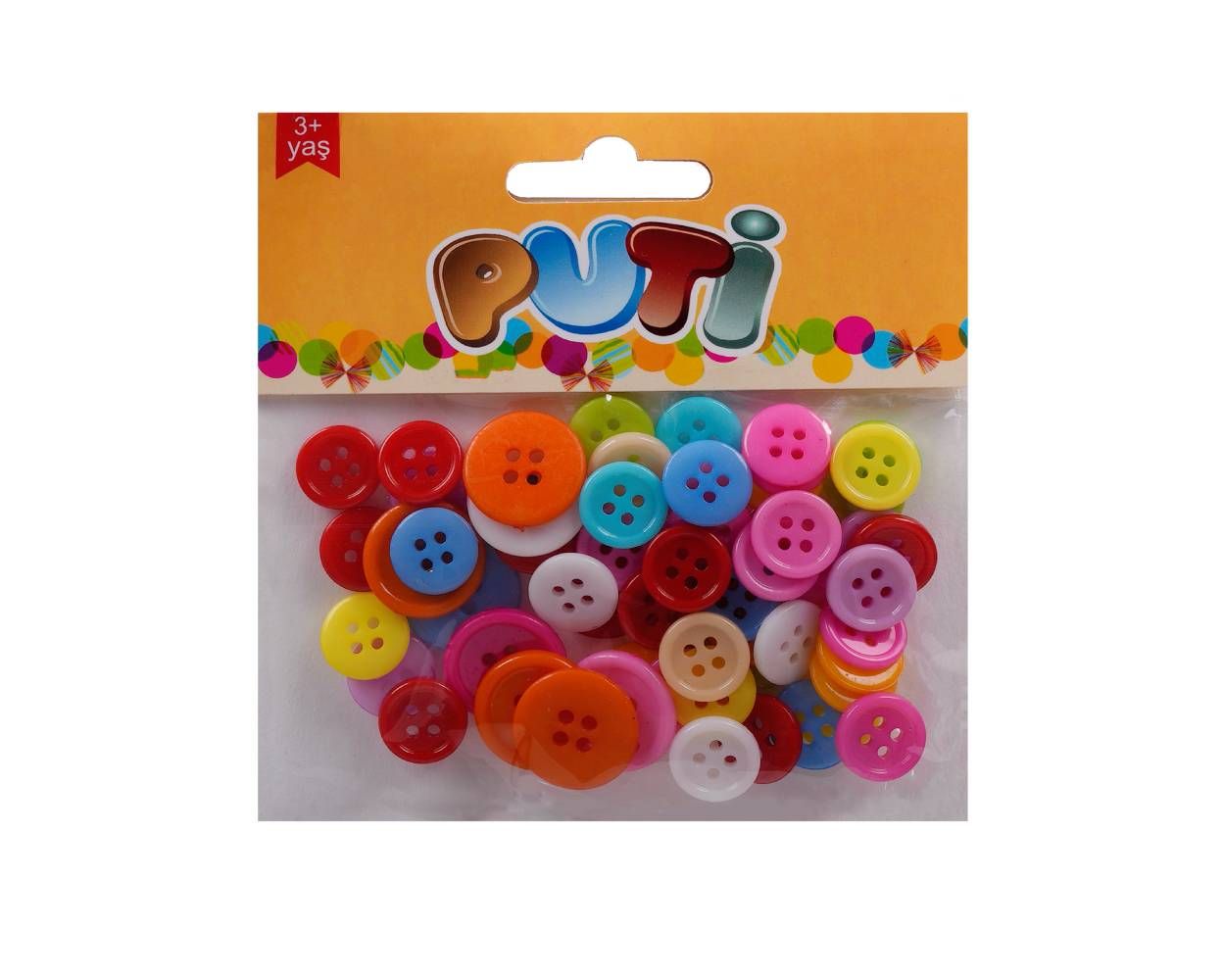 PUTİ RENKLİ PLASTİK DÜĞME KARIŞIK VİVA(12MM*55 - 20MM*10) VIVA - 14265