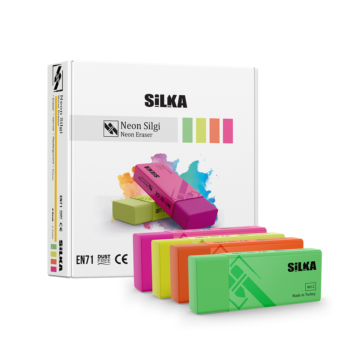 SILKA-ART2 NEON SILGI 4 RENKLI 20 LI