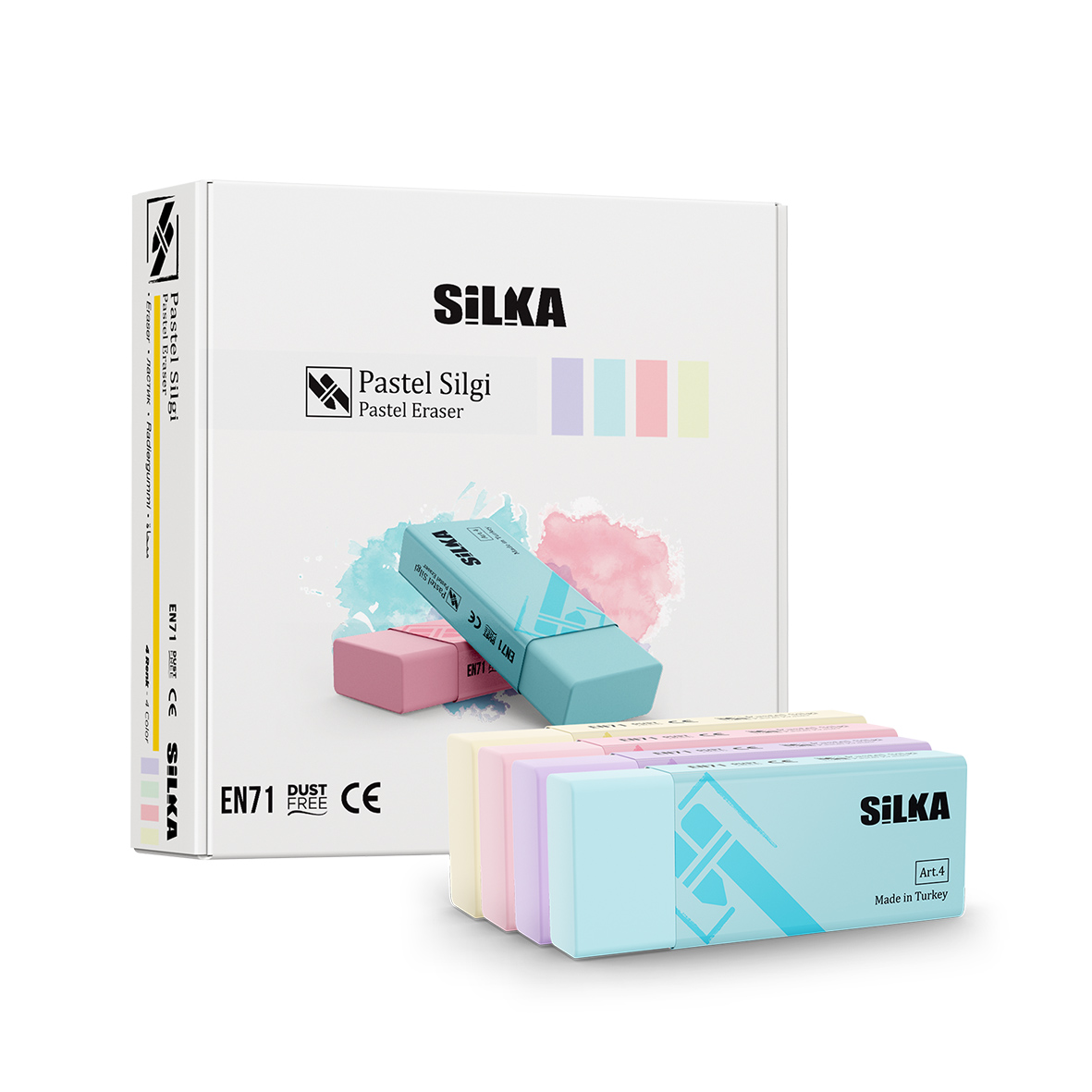 SİLKA ART.4 PASTEL SİLGİ - 4 RENK (20 ADET)