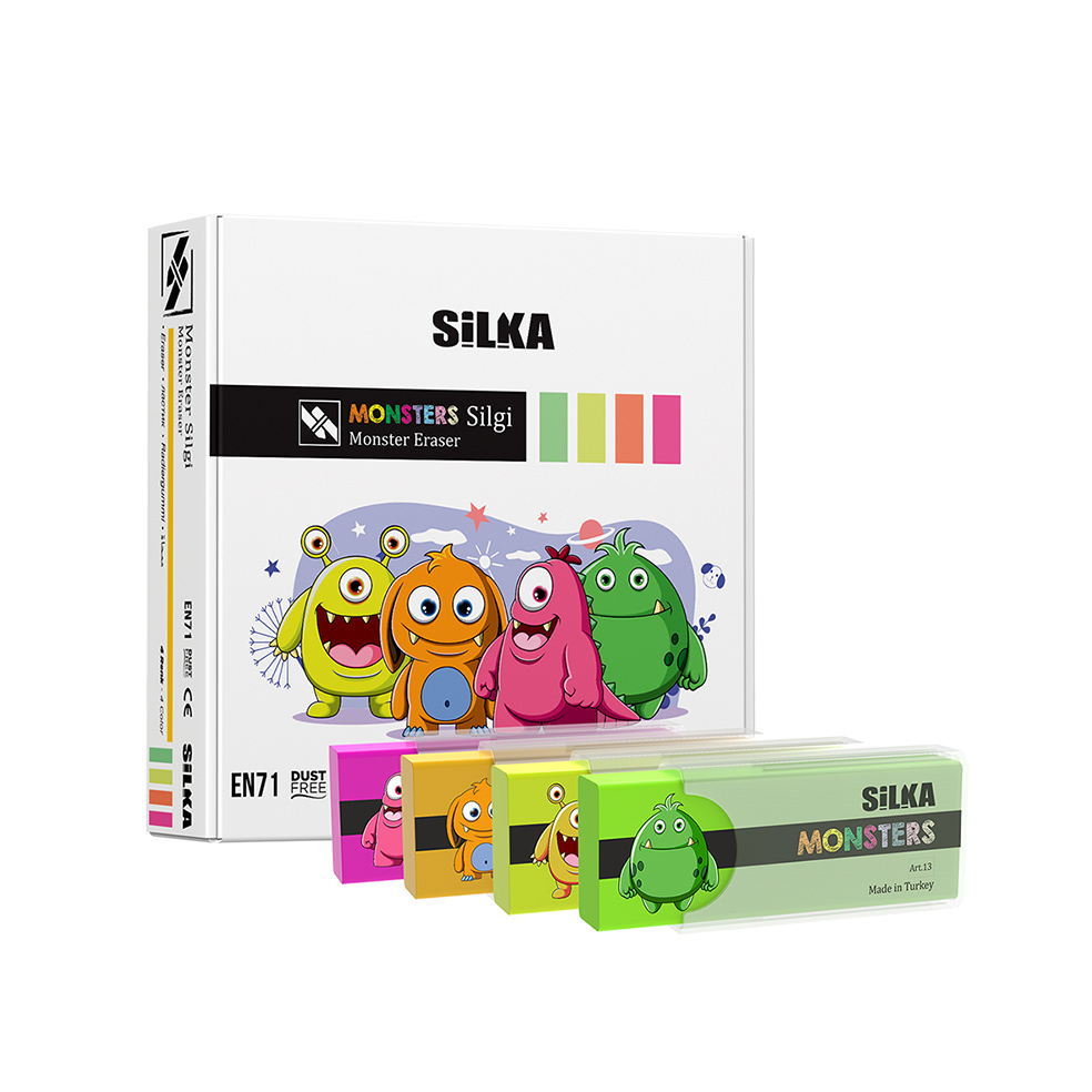 SİLKA ART.13 MONSTER SİLGİ 4 RENK (20 ADET)