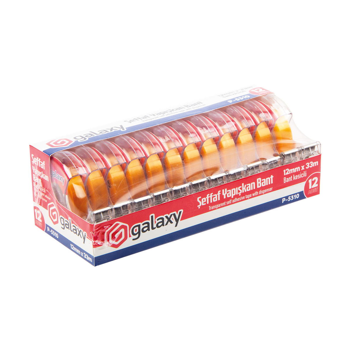 GALAXY MAKİNELİ ŞEFFAF BANT 12 MM X 33 M 12 Lİ  FİXPOİNT - P5310