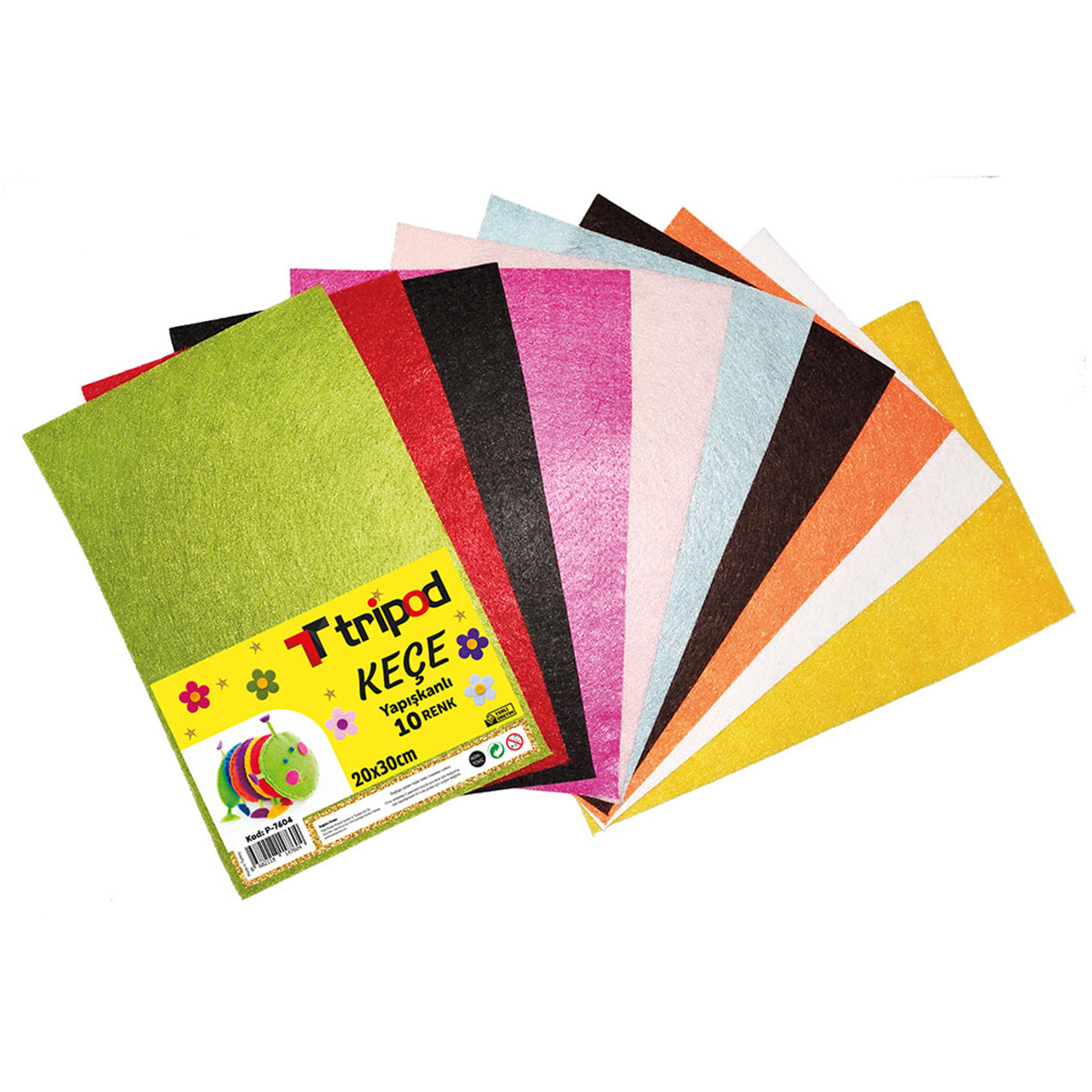 TRIPOD YAPIŞKANLI KEÇE 20X30 CM KARIŞIK RENK 10 LU PK FIXPOINT-P7604