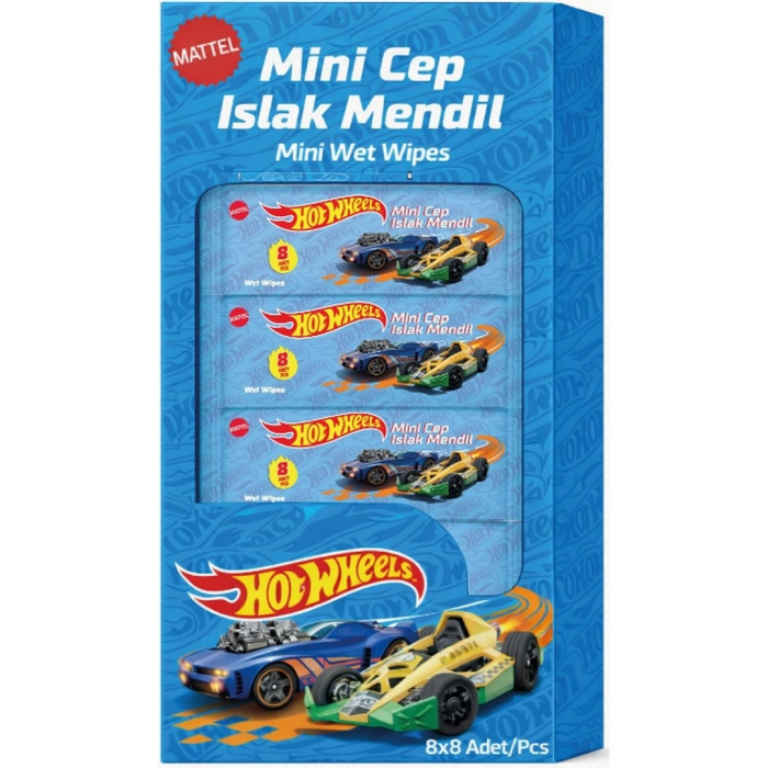 HOTWEELS MİNİ CEP ISLAK MENDİL 8 Lİ LİSANSLI PSTL - OYUN DF3590