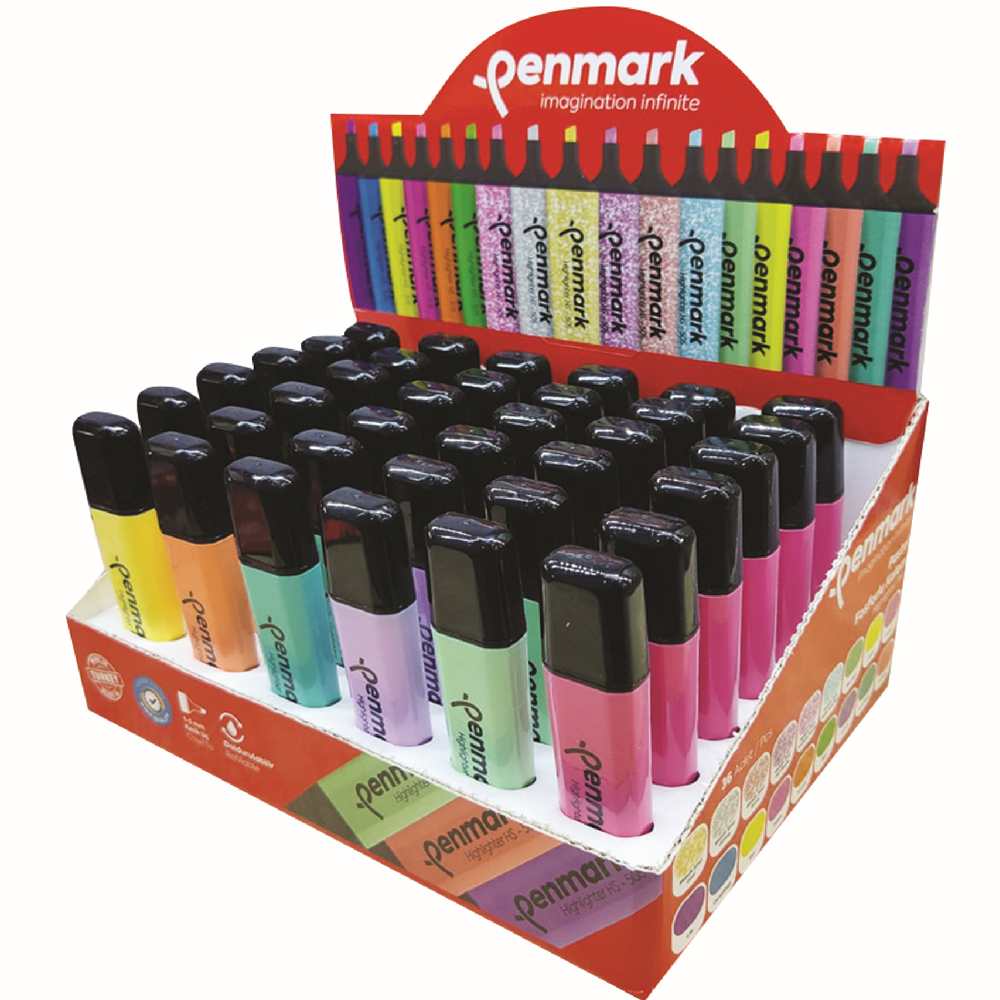 PENMARK--HS505 36P FOSFORLU KALEM 36 LI STAND PASTEL RENKLER