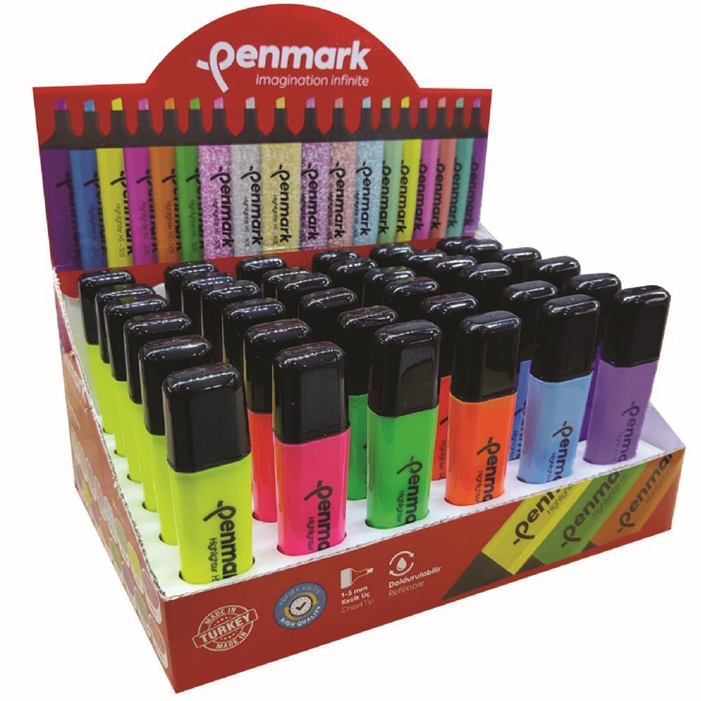 PENMARK--HS505 36N FOSFORLU KALEM 36 LI STAND NEON RENKLER