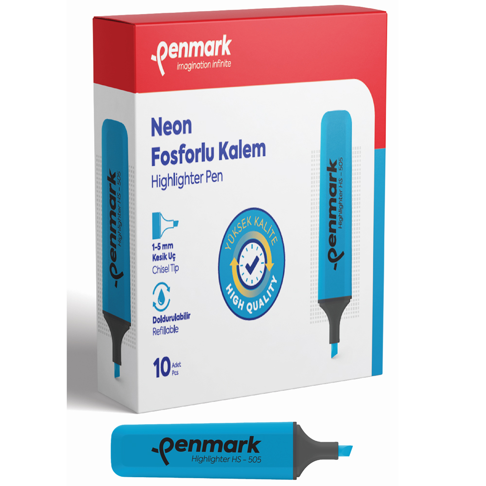 PENMARK--HS505 06 NEON FOSFORLU KALEM CAM GÖBEGI