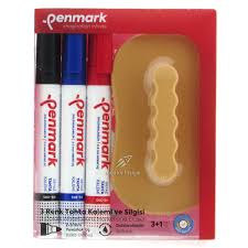PENMARK--HS305 TK 3S 3 RENK TAHTA KALEMİ + SİLGİSİ SET