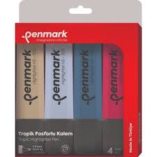 PENMARK--HS505 4T FOSFORLU KALEM 4 LÜ SET TROPİK RENKLER