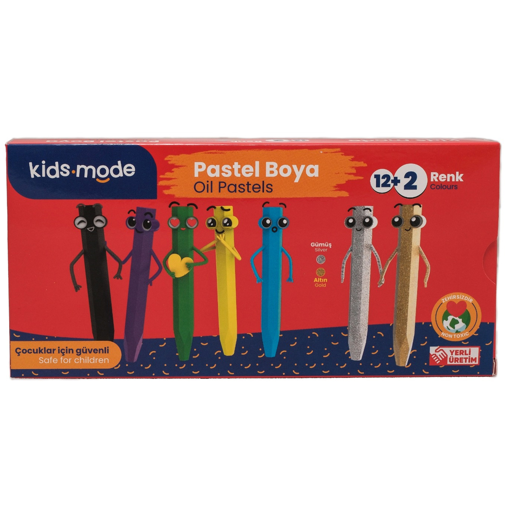 KİDSMODE DKPB100 ALTIGEN 12+2 RENK YAGLI PASTEL BOYA