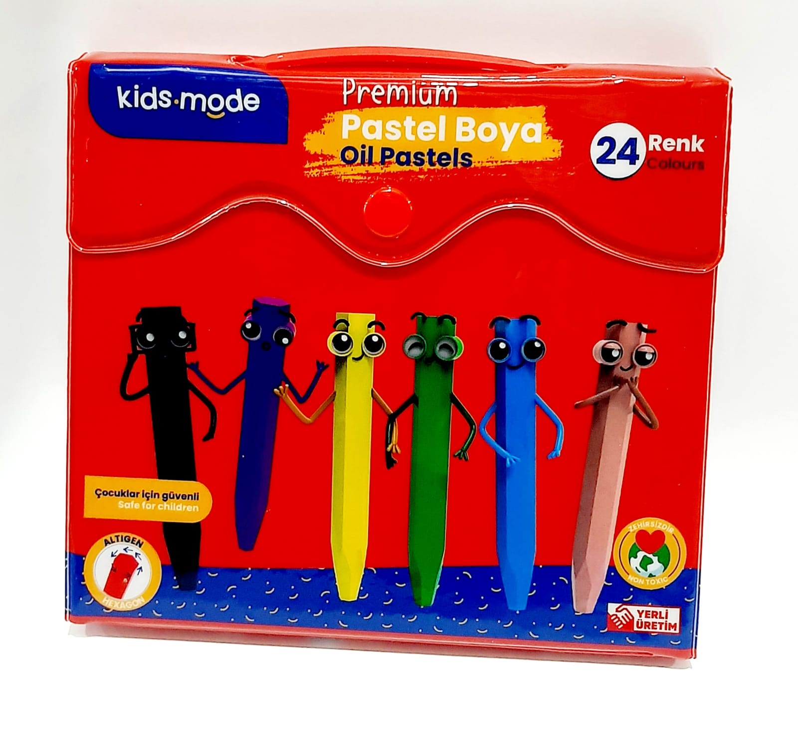 KIDSMODE DKPB107 ALTIGEN 24 RENK YAGLI PASTEL BOYA PREMIUM ÇANTALI