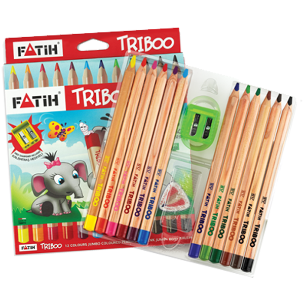 FATIH-FA33426KB12RTB NATURAL JUMBO ÜÇGEN 12 RENK TRIBOO KALEMTRASLI KURUBOYA TAM BOY