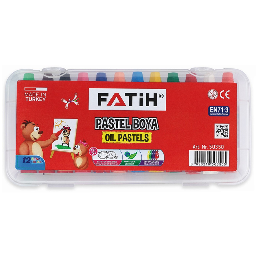 FATIH-FA50350PB12RKS 12 RENK PLASTIK ÇANTALI PASTEL BOYA KING SIZE