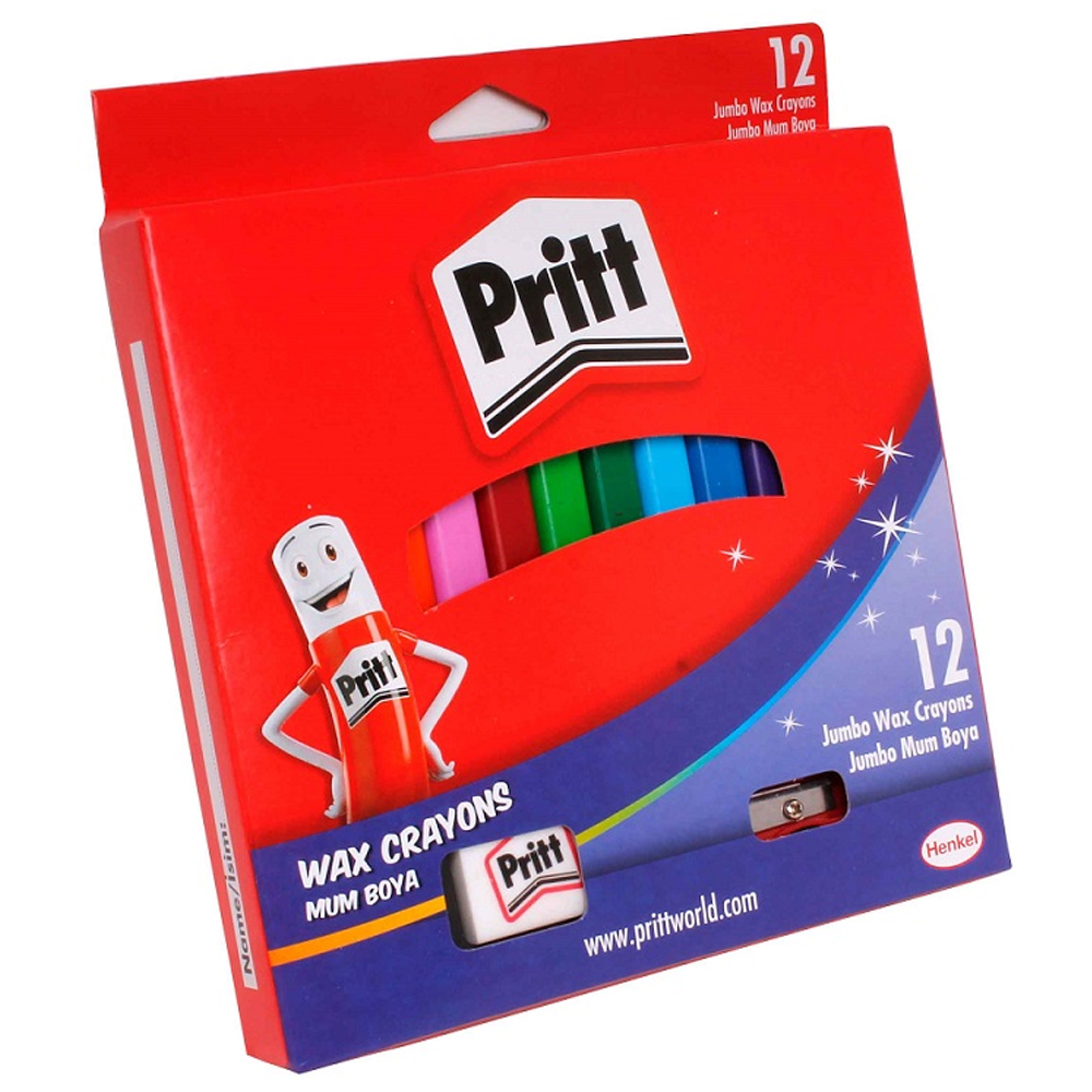 HENKEL-1655739 PRITT 12 RENK JUMBO ÜÇGEN SILINEBILIR MUM PASTEL BOYA