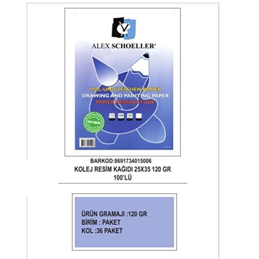 ERKAM-ALX-5006 ALEX 120 GR RESIM KAGIDI 25X35 100 LÜ