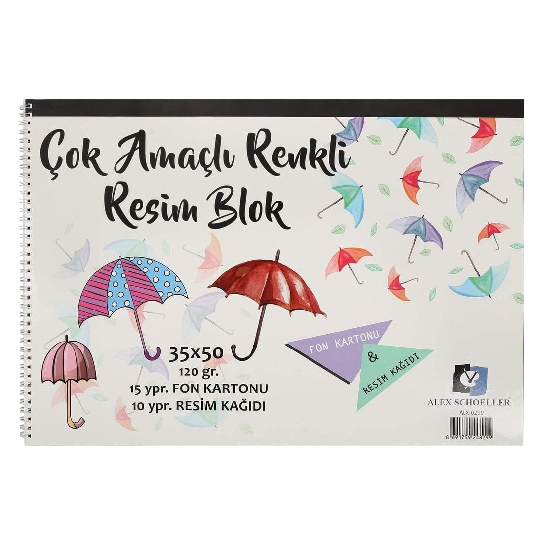 ALEX ÇOK AMAÇLI RESİM BLOK 35X50 120 GR 15 YP FON + 10 YP RESİM ERKAM - ALX0299