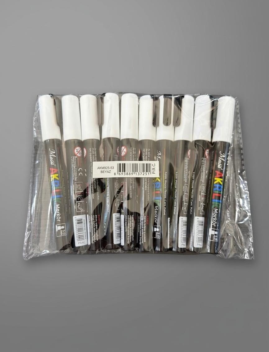 AKRİLİK MARKÖR 925 BEYAZ 10 LU MASİS - AKM92553