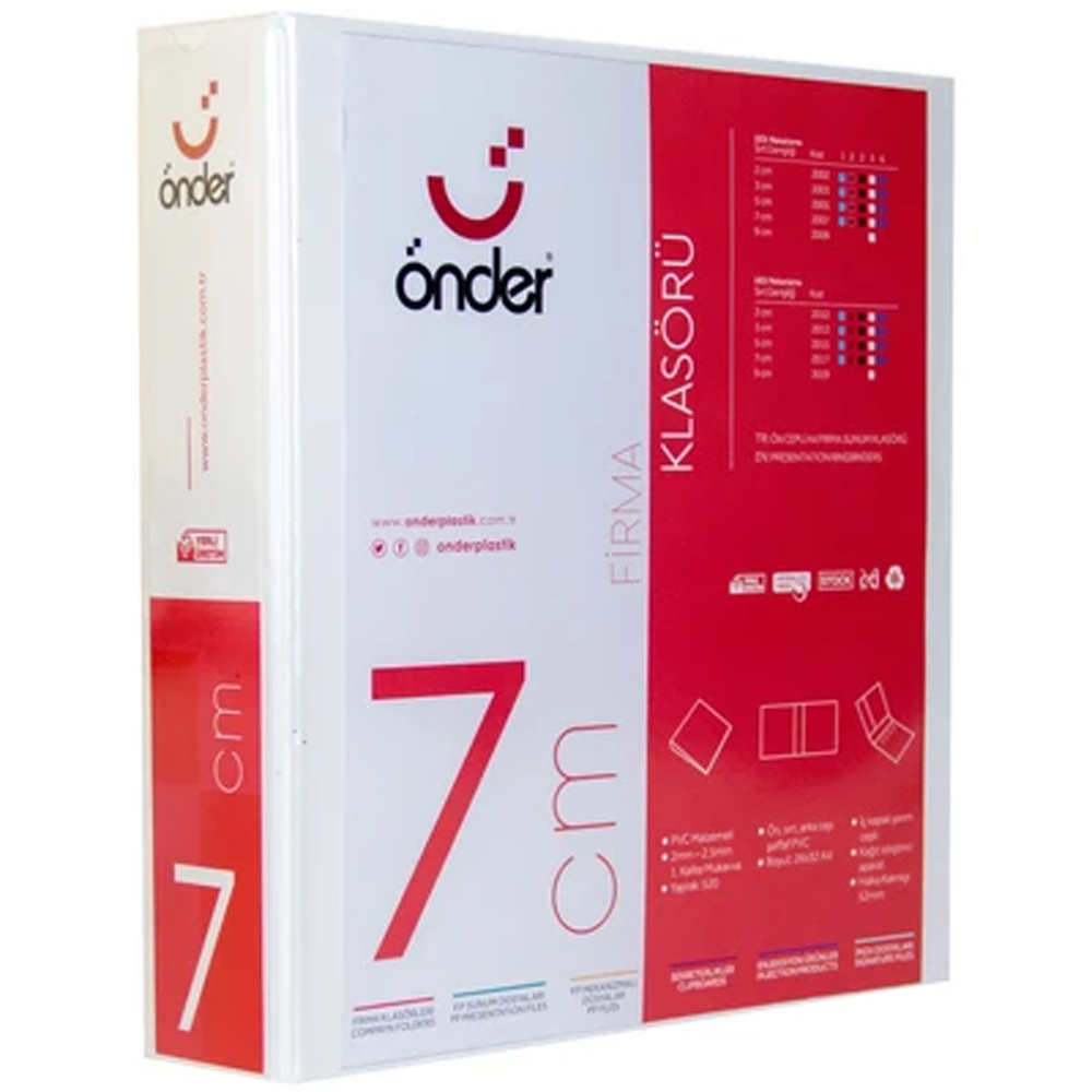 ÖNDER-20075 FIRMA KLASÖRÜ  7 CM MEKANIZMALI 2 DELIKLI IÇ CEPLI BEYAZ