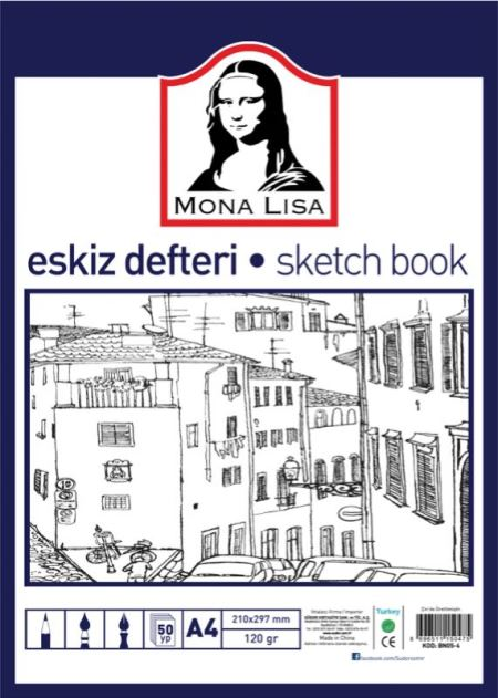 SÜDOR-BN05 MONALISA A4 ESKIZ DEFTERI 50 YP 120 GR