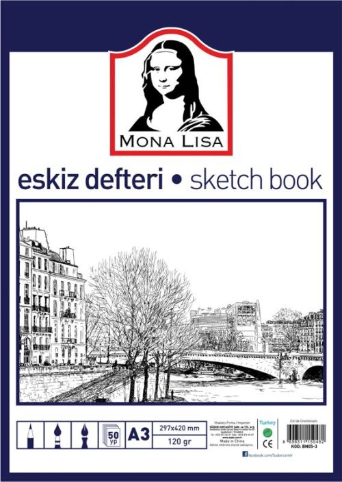 SÜDOR-BN05 MONALISA A3 ESKIZ DEFTERI 50 YP 120 GR