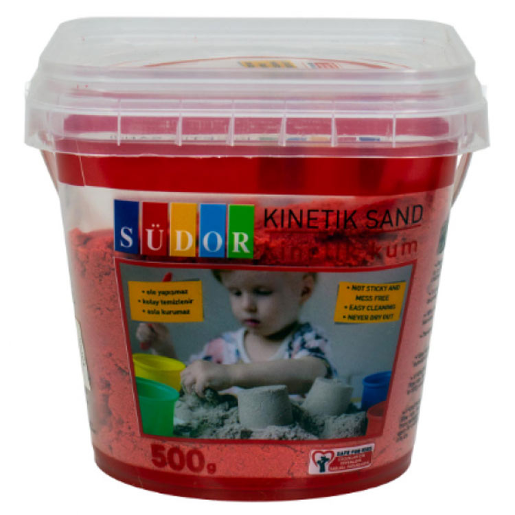 KİNETİK KUM PLASTİK KUTU KIRMIZI 500 GR - SÜDOR - KS02-3