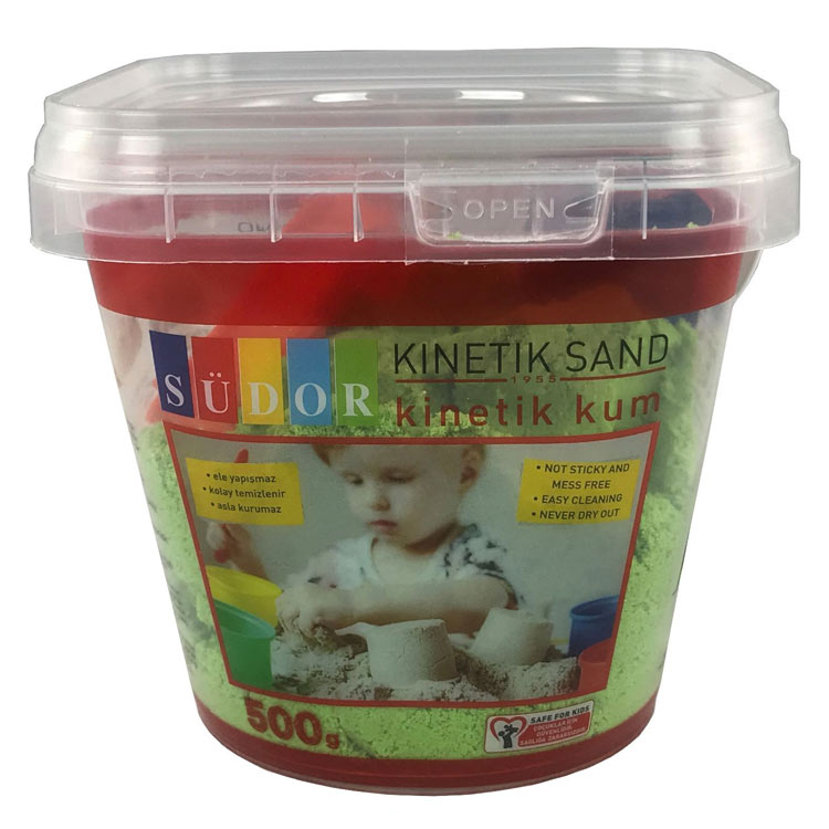 KİNETİK KUM PLASTİK KUTU YEŞİL 500 GR - SÜDOR - KS02-5