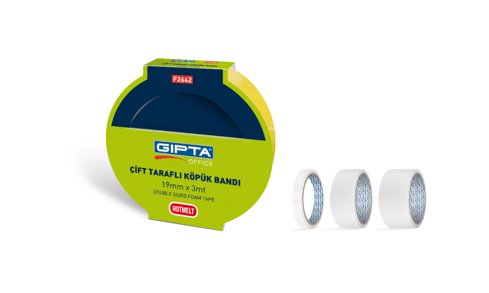GIPTA-F264400 ÇIFT TARAFLI KÖPÜK MASKELEME BANDI 38 MM 3 MT