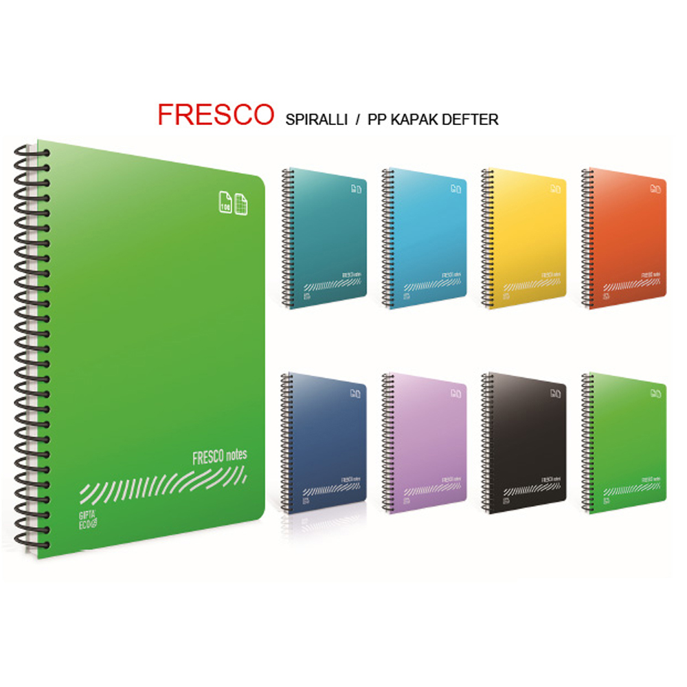 GIPTA-4936000 FRESCO SPIRALLI PP KAPAK A4 KARELI DEFTER 96 YP