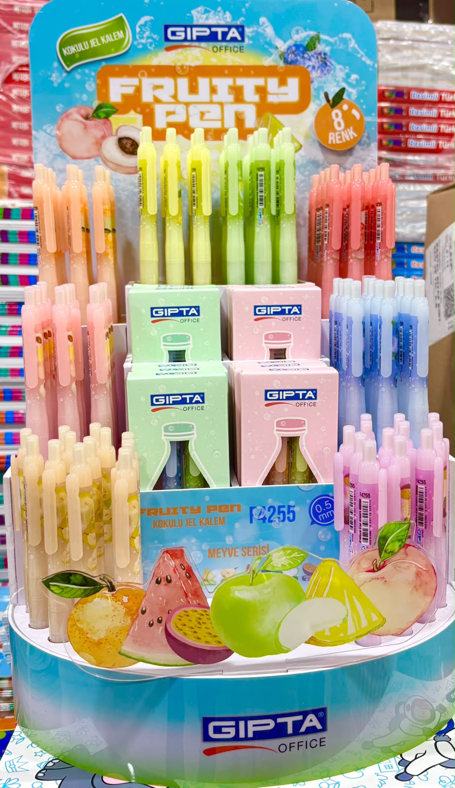 JEL KALEM FRUİTY PEN KOKULU 8 RENK 05 MM 144 LÜ STAND GIPTA - K4255