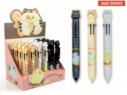 TÜKENMEZ KALEM - PUFFY CAT 8 RENK 24 LÜ GIPTA - K427100