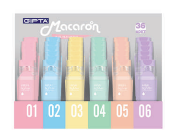 FOSFORLU KALEM MARKOR MACARON PASTEL 36 LI STAND GIPTA - 4-F156500-5001