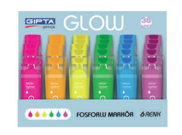 FOSFORLU KALEM MARKOR GLOW NEON 36 LI STAND GIPTA - 4-F157800-5001