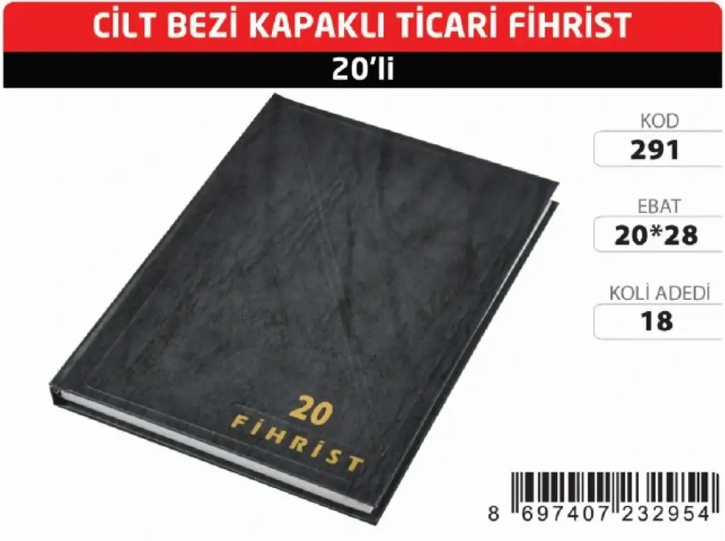 TİCARİ FİHRİST 20X28 CM 20 Lİ CİLT BEZLİ GÜRPAŞ-291