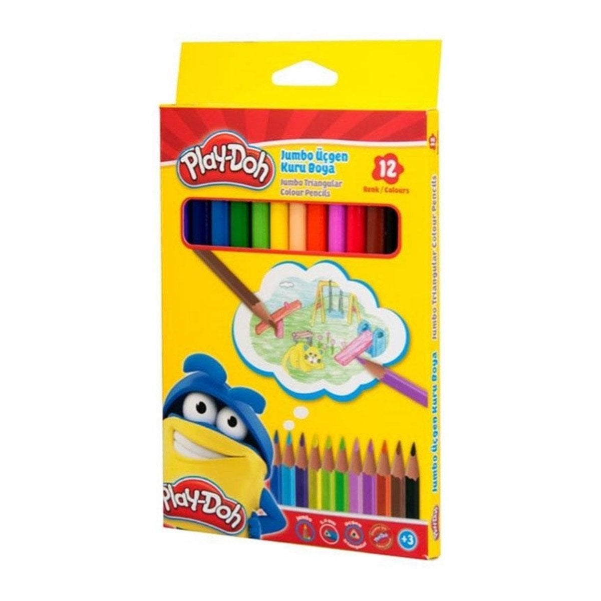 PLAYDOH KURUBOYA JUMBO ÜÇGEN 12 RENK CEREN - PLAYKU008