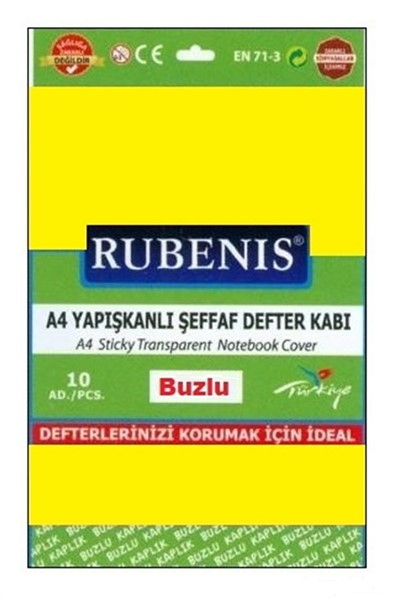 RUBENIS-RK522 BUZLU YAPISKANLI A4 SEFFAF DEFTER KABI SARI
