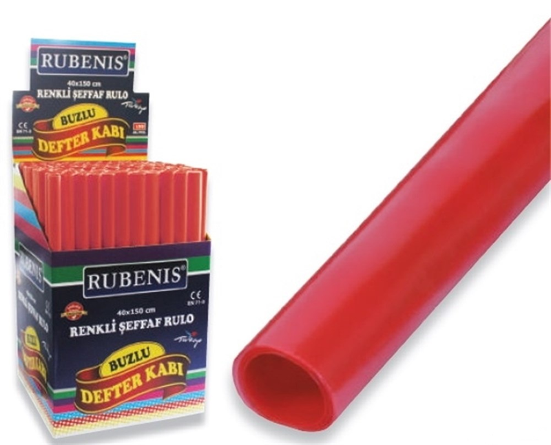 RUBENIS-RK523 BUZLU YAPISKANLI A4 SEFFAF DEFTER KABI KIRMIZI