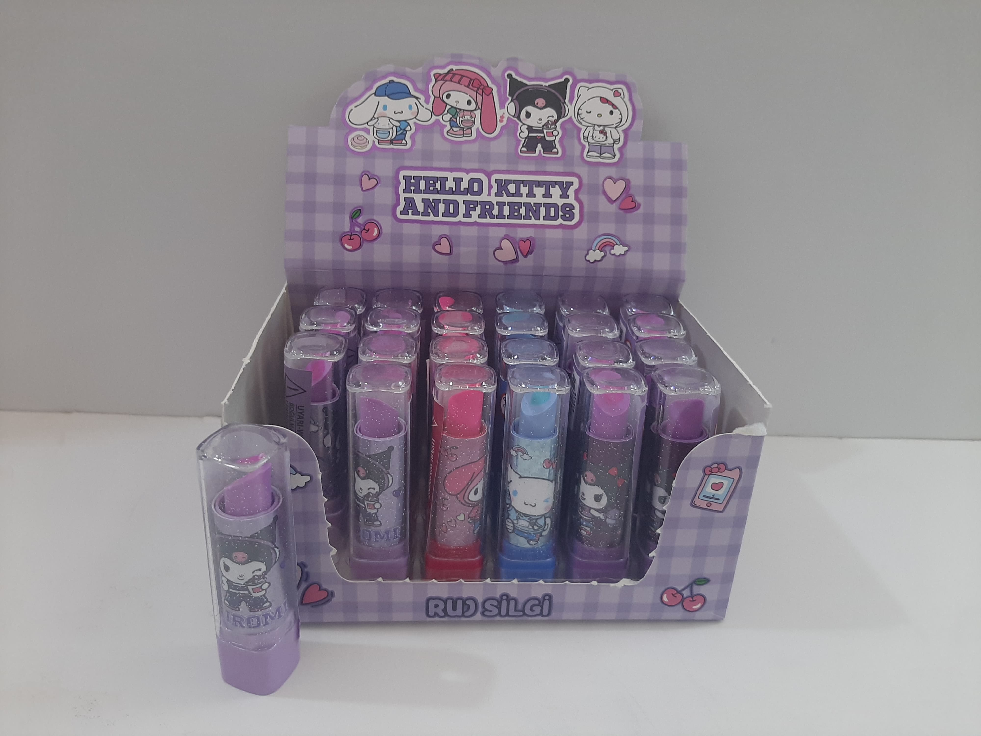 KUROMİ & MYMELODY & CINNAMOROL SİLGİ RUJ ŞEKİLLİ 24 LÜ STAND - 612314 - TİMON