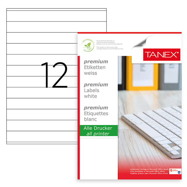 TANEX-TW2524 LAZER ETIKET 210X24 MM 100 LÜ