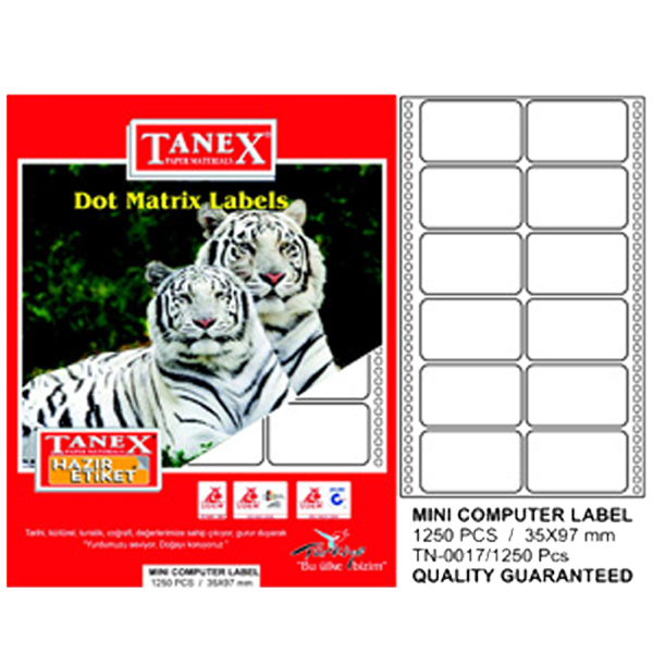TANEX-TN0017 BILGISAYAR ETIKETI 35X97 MM