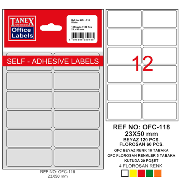 TANEX-OFC118 ETIKETI 10  OFIS LU