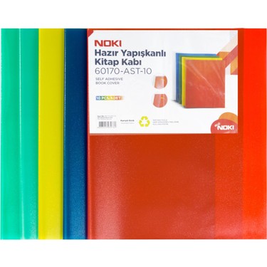 NOKİ HAZIR KİTAP KABI A4 YAPIŞKANLI 10 LU PK RENKLİ DERYA-60170-AST-10